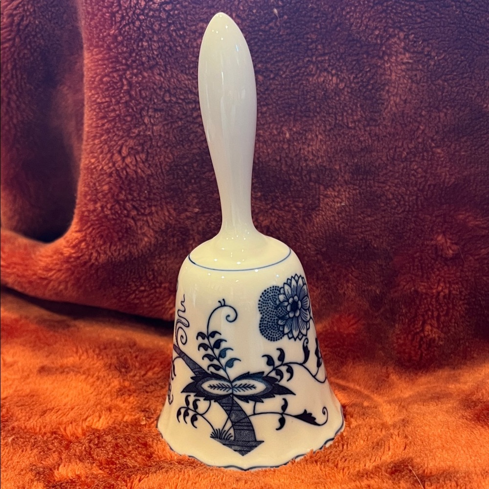Blue Danube  Blue And White Porcelain Bell - In Working Condition